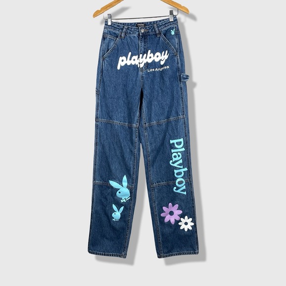 Playboy x PacSun Denim - Playboy PacSun Carpenter Jeans Womens 26 Blue Y2K Streetwear Skater Graphic